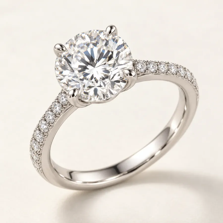 Platinum round brilliant solitaire engagement ring