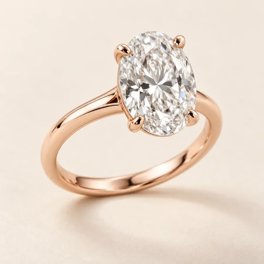 Rose gold oval diamond solitaire